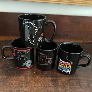 4 Broadway Musicals Souvenir Mugs Phantom Joseph Sunset Blvd Beauty & the Beast